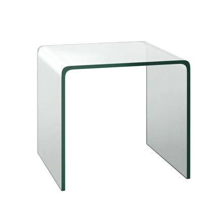 18 x 18 x 16 Inch Tempered Waterfall End Table with non-Slip Pad - End & Side Tables