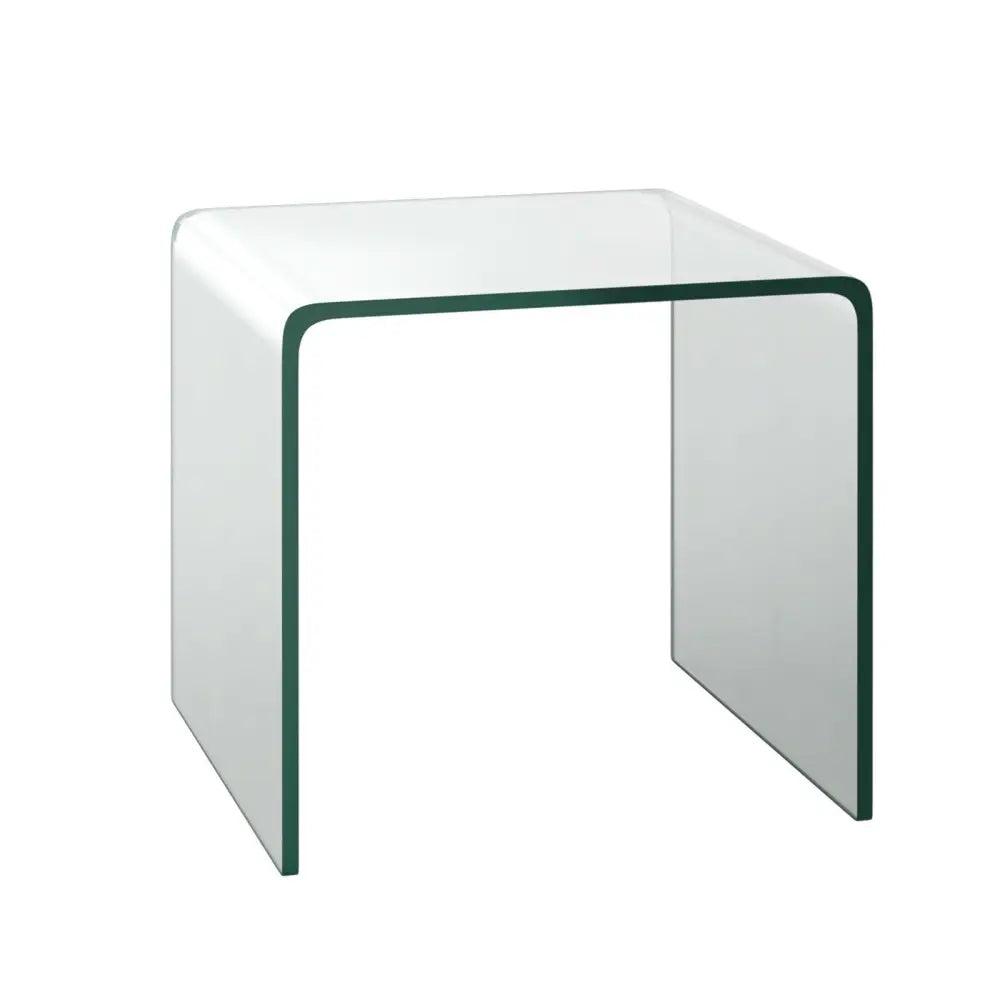 18 x 18 x 16 Inch Tempered Waterfall End Table with non-Slip Pad - End & Side Tables