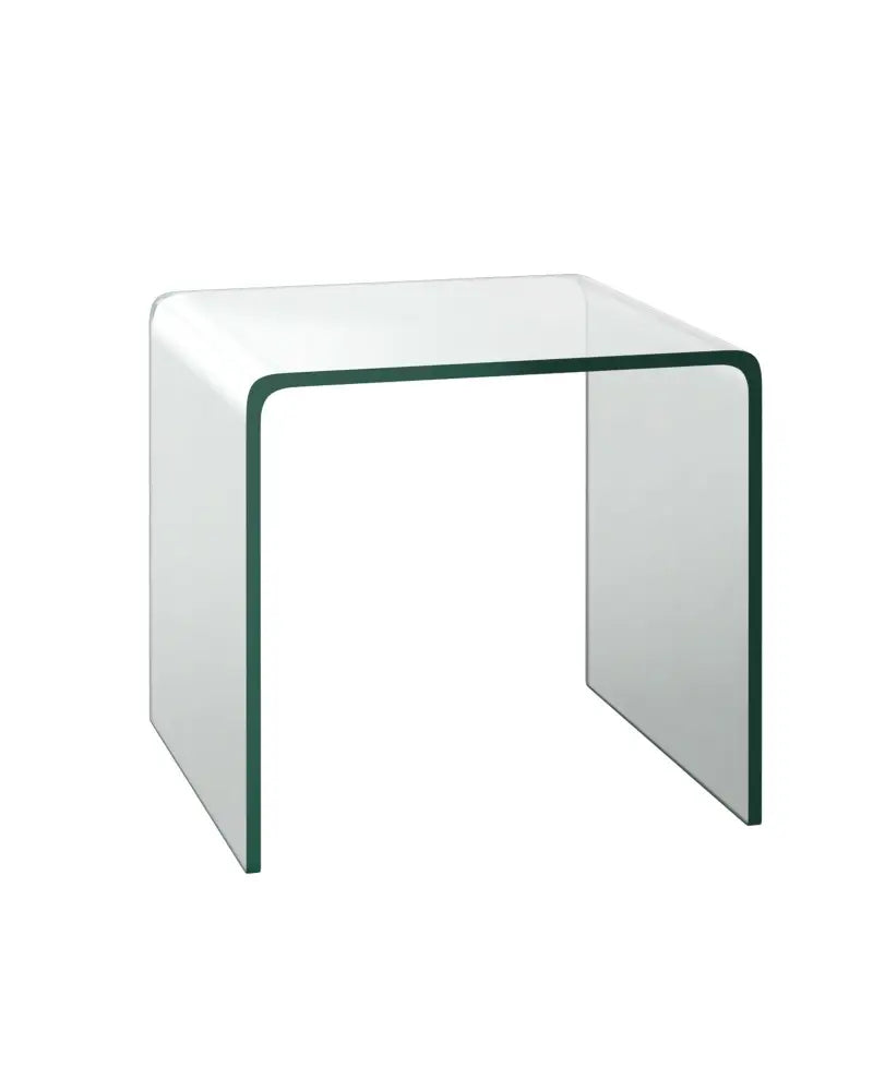 18 x 18 x 16 Inch Tempered Waterfall End Table with non-Slip Pad - End & Side Tables