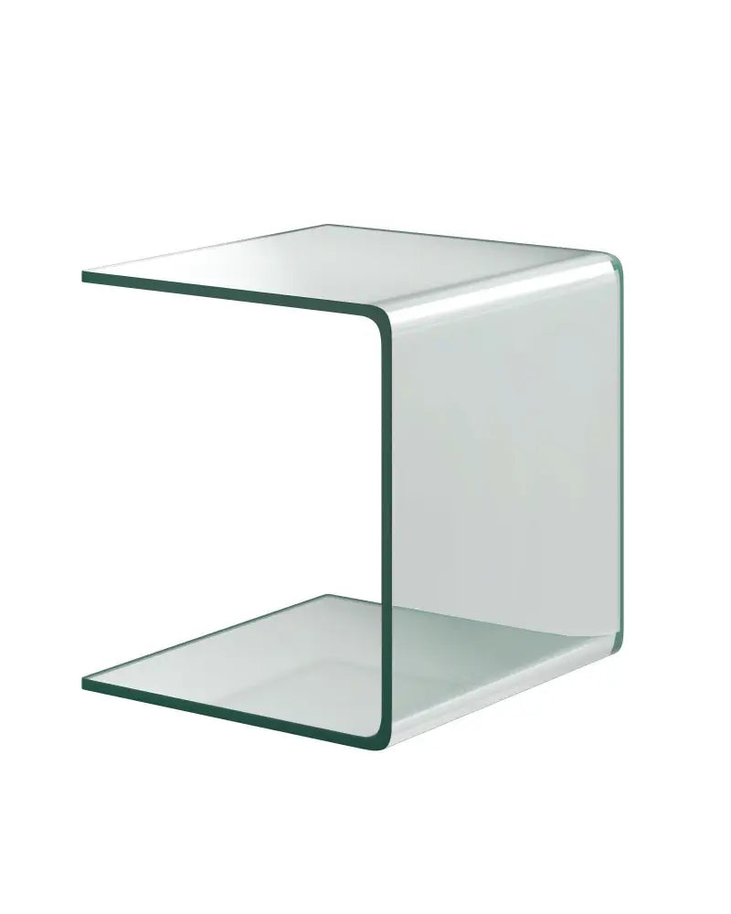 18 x 18 x 16 Inch Tempered Waterfall End Table with non-Slip Pad - End & Side Tables