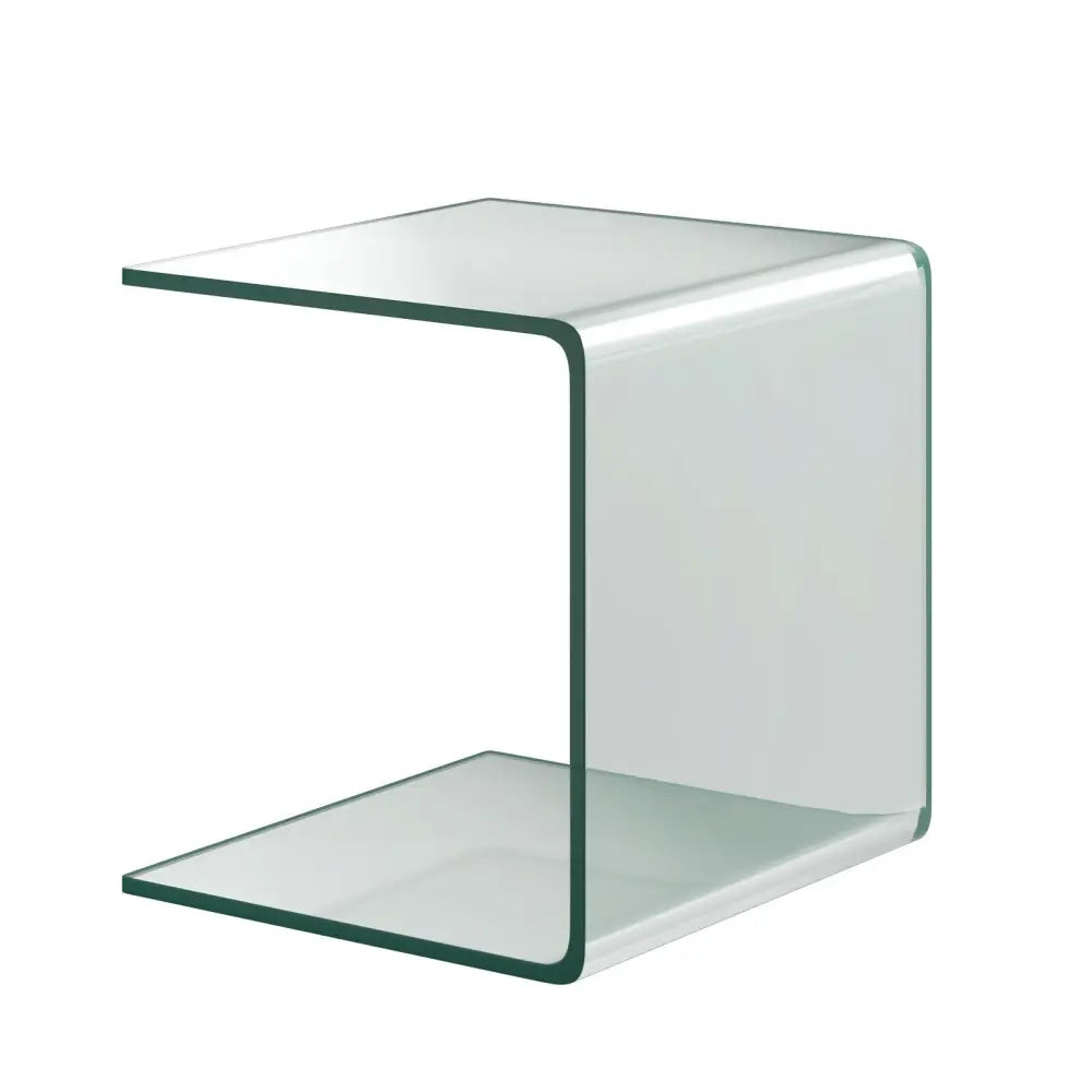 18 x 18 x 16 Inch Tempered Waterfall End Table with non-Slip Pad - End & Side Tables