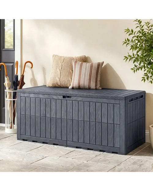 180 Gal Outdoor Deck Box All-Weather Lockable Storage Bin with Lid and Handles-Gray - Gray - Sheds & Outdoor Storage