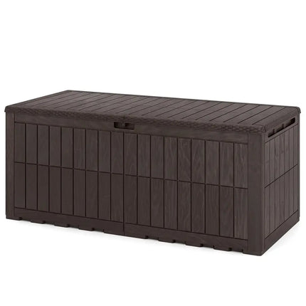 180 Gal Outdoor Deck Box All-Weather Lockable Storage Bin with Lid and Handles-Brown - Brown - Sheds & Outdoor Storage