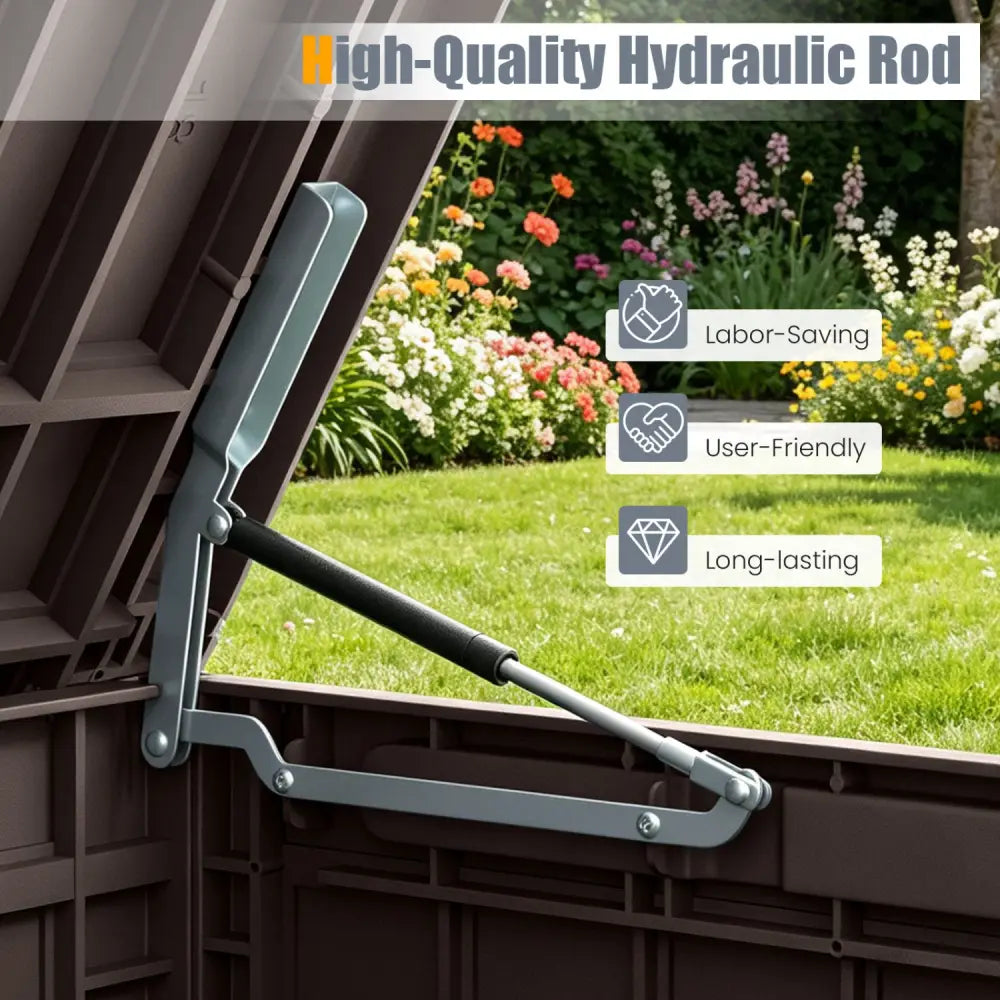 180 Gal Outdoor Deck Box All-Weather Lockable Storage Bin with Lid and Handles-Brown - Brown - Sheds & Outdoor Storage