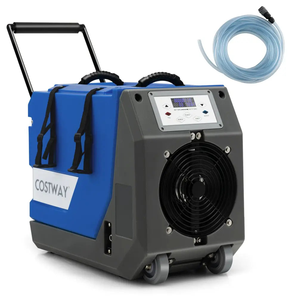 180 PPD Commercial Dehumidifier with Pump Drain Hose and Wheels-Blue - Blue - Dehumidifiers