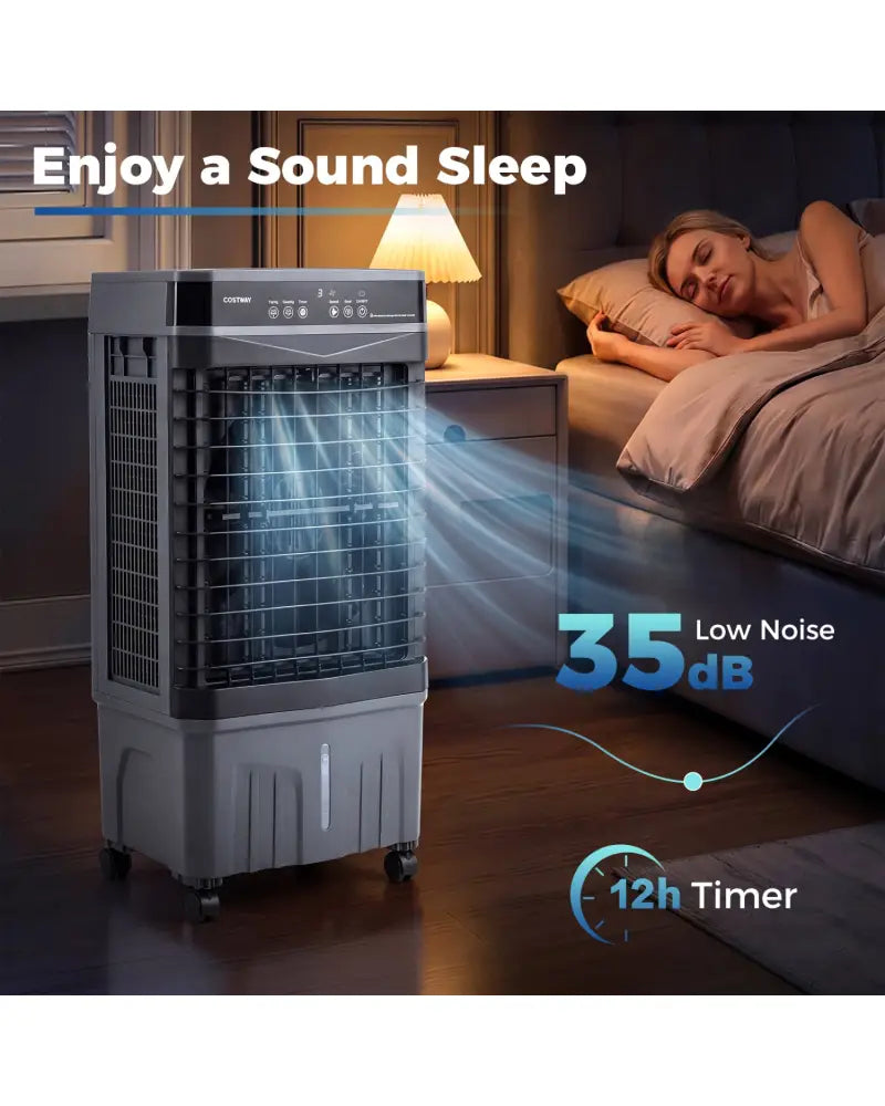 1800 CFM Evaporative Air Cooler with 4 Gal Water Tank-Black - Black - Air Coolers