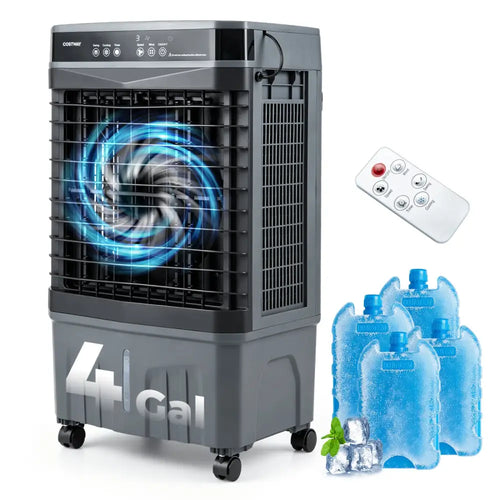 1800 CFM Evaporative Air Cooler with 4 Gal Water Tank-Black - Black - Air Coolers