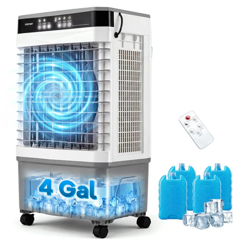 1800 CFM Evaporative Air Cooler with 4 Gal Water Tank-White - White - Air Coolers