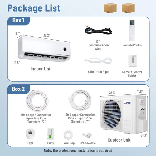 18000 BTU 18.1 SEER2 208/230V Mini Split Air Conditioner Works with Alexa - White - 18000 BTU Mini Split