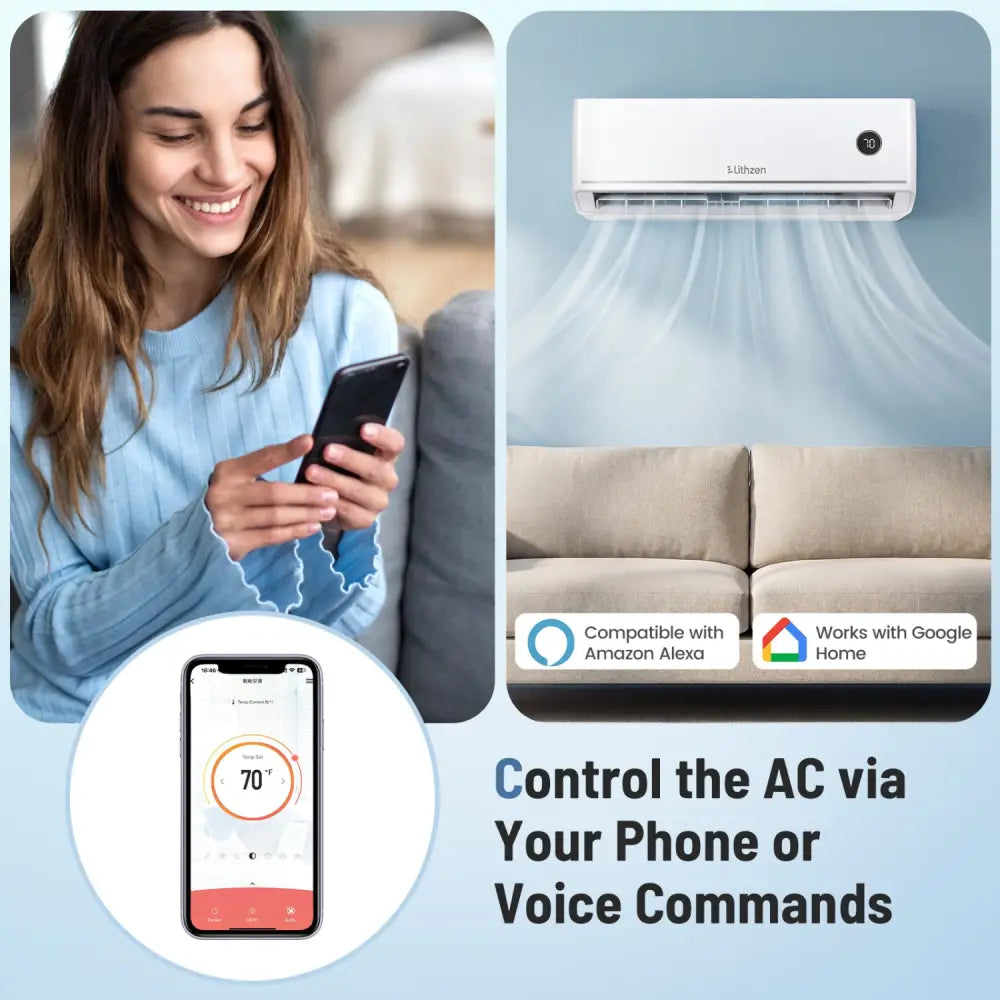 18000 BTU 18.1 SEER2 208/230V Mini Split Air Conditioner Works with Alexa - White - 18000 BTU Mini Split