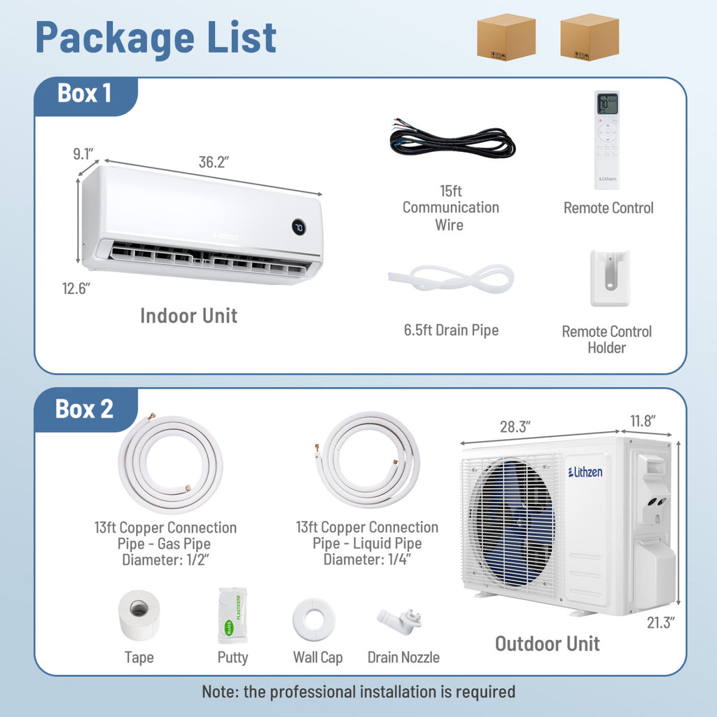 18000 BTU 18.1 SEER2 208/230V Mini Split Air Conditioner Works with Alexa