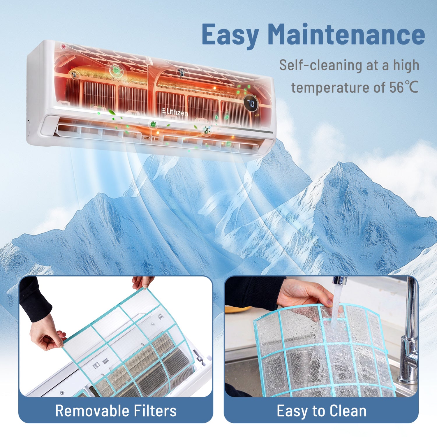 18000 BTU 18.1 SEER2 208/230V Mini Split Air Conditioner Works with Alexa