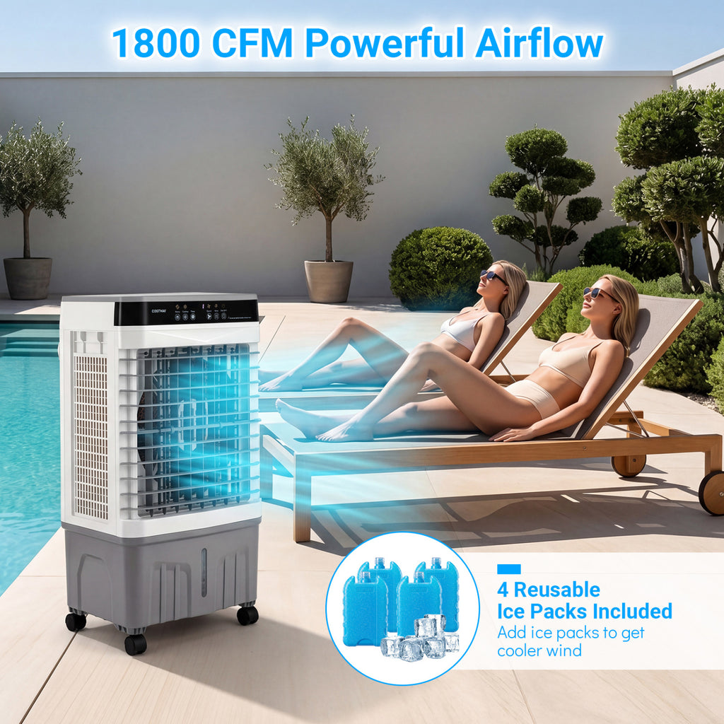 1800 CFM Evaporative Air Cooler with 4 Gal Water Tank-White
