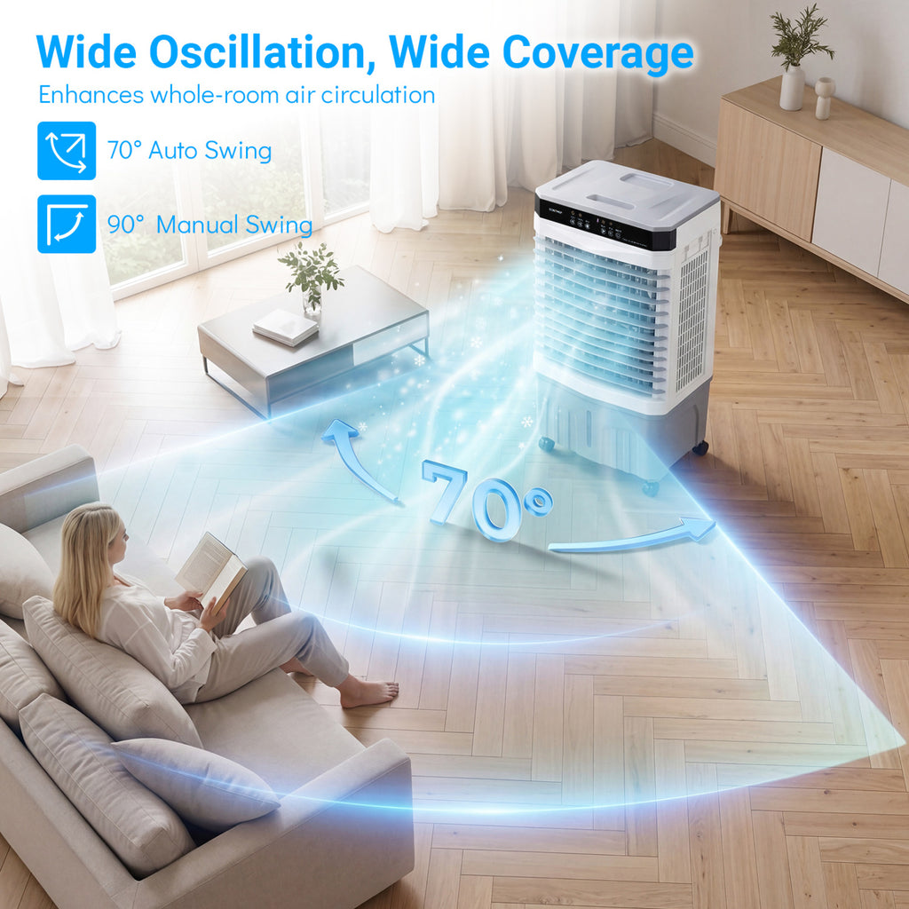 1800 CFM Evaporative Air Cooler with 4 Gal Water Tank-White