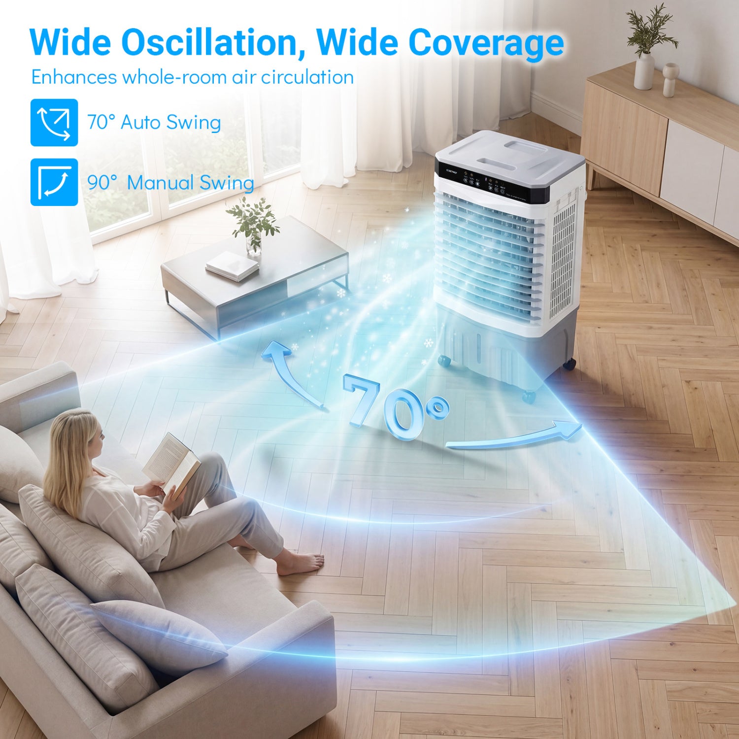 1800 CFM Evaporative Air Cooler with 4 Gal Water Tank-White