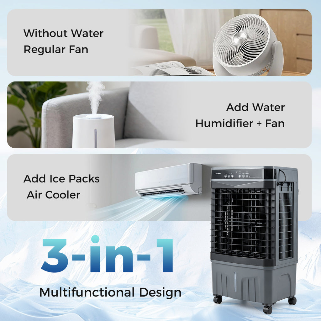 1800 CFM Evaporative Air Cooler with 4 Gal Water Tank-Black