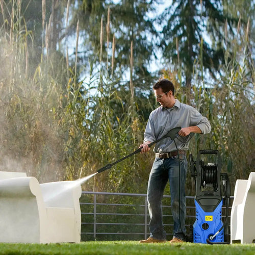 1800W 2030PSI Electric Pressure Washer Cleaner with Hose Reel-Blue - Blue - Pressure Washers