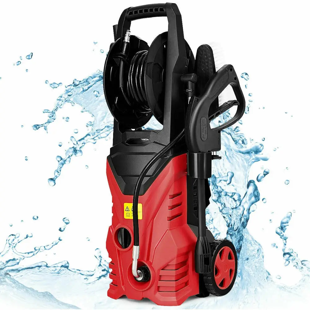 1800W 2030PSI Electric Pressure Washer Cleaner with Hose Reel-Red - Red - Pressure Washers