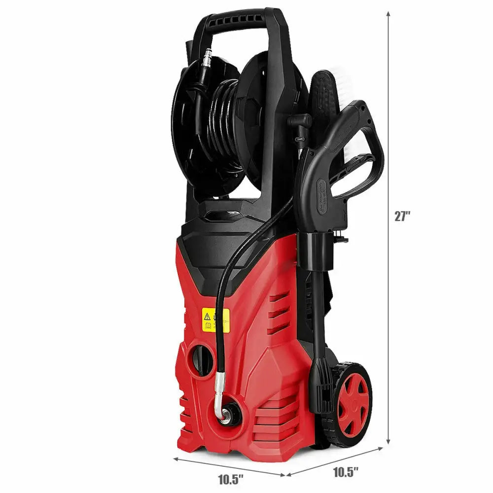 1800W 2030PSI Electric Pressure Washer Cleaner with Hose Reel-Red - Red - Pressure Washers