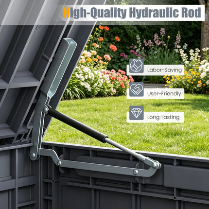 180 Gal Outdoor Deck Box All-Weather Lockable Storage Bin with Lid and Handles-Gray