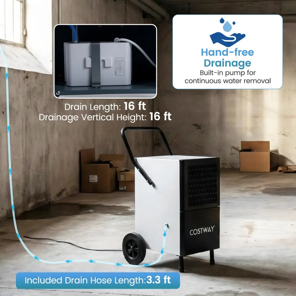 189 Pints Commercial Dehumidifier with Built-in Water Pump-Black - Black - Dehumidifiers