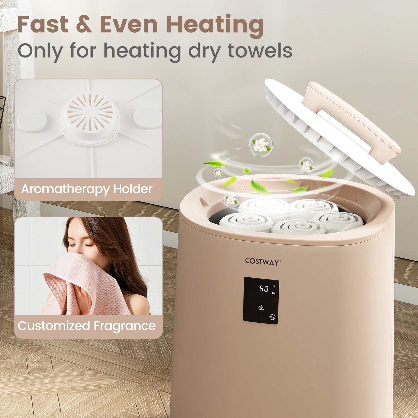 18L Large Towel Warmer with LED Display and Auto Shut off-Coffee
