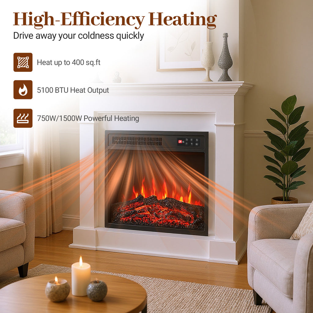 18 Inch Electric Fireplace Insert with Remote Control and 7 Realistic Flame Colors