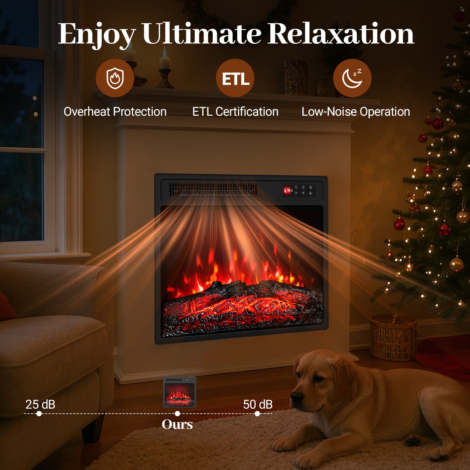 18 Inch Electric Fireplace Insert with Remote Control and 7 Realistic Flame Colors