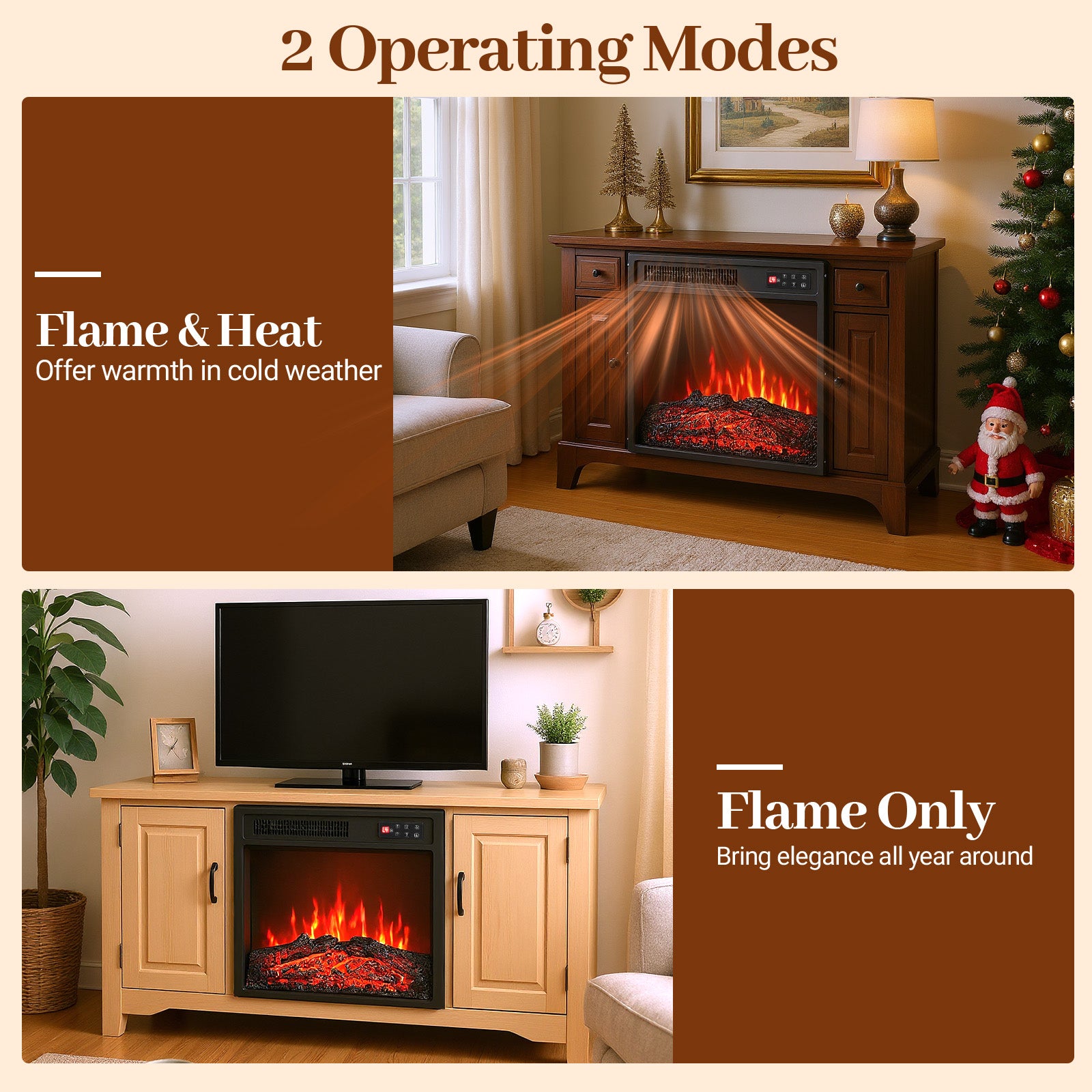 18 Inch Electric Fireplace Insert with Remote Control and 7 Realistic Flame Colors