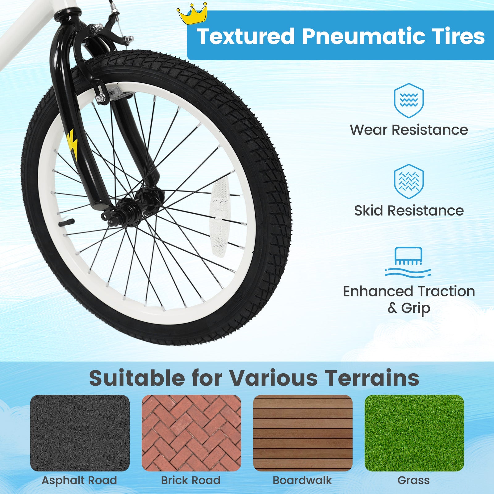 18 Inch Kids Bike with Training Wheels for Ages 4-8 Years Old White- Street Art Time