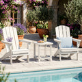 18 Inch Outdoor Adirondack Side Table with Slatted Surface-White