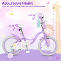 18 Inches Girls Bike with Front Bag and Streamers for 4-8 Years Purple