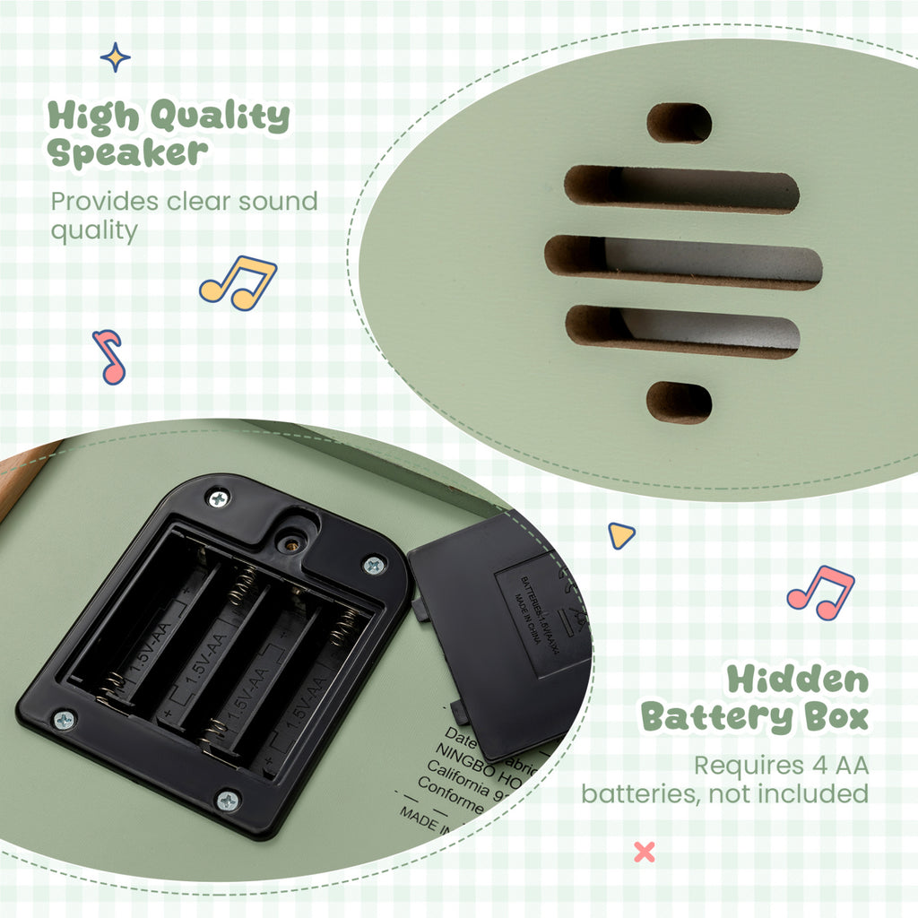 18 Keys Wooden Piano for Kids with Removable Music Stand-Green