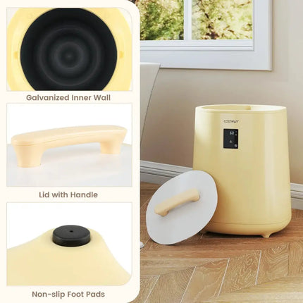 18L Large Towel Warmer with LED Display and Auto Shut off-Yellow Costway