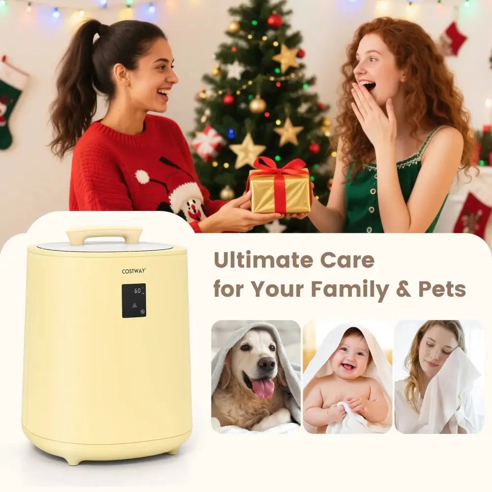 18L Large Towel Warmer with LED Display and Auto Shut off-Yellow Costway