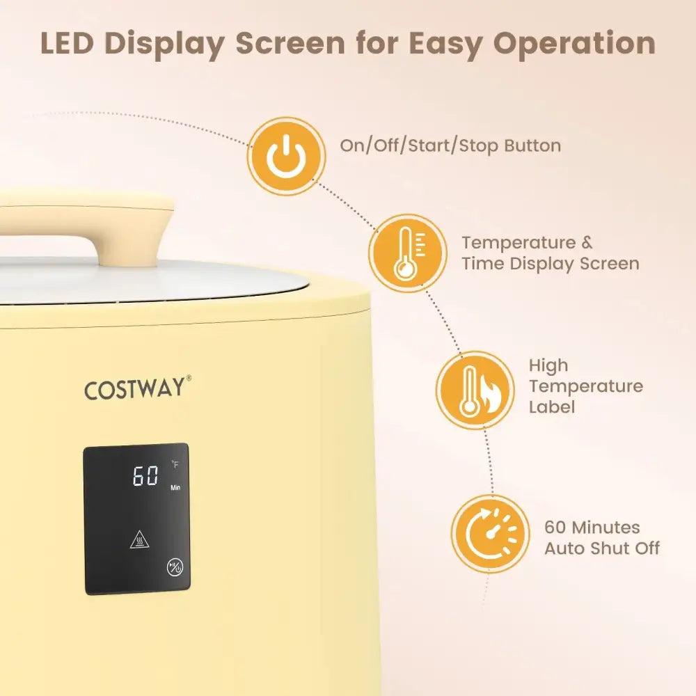 18L Large Towel Warmer with LED Display and Auto Shut off-Yellow Costway