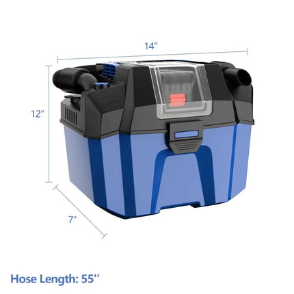 18V Wet Dry Vacuum 2.7 Gal 4 Peak HP Cordless Shop Vac 2.0 AH Battery - Blue - Oasis Home Essentials