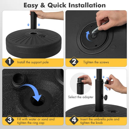 19.5 Inch Fillable Round Umbrella Base Stand for Yard Garden Poolside-Black - Black - Outdoor Umbrella Bases