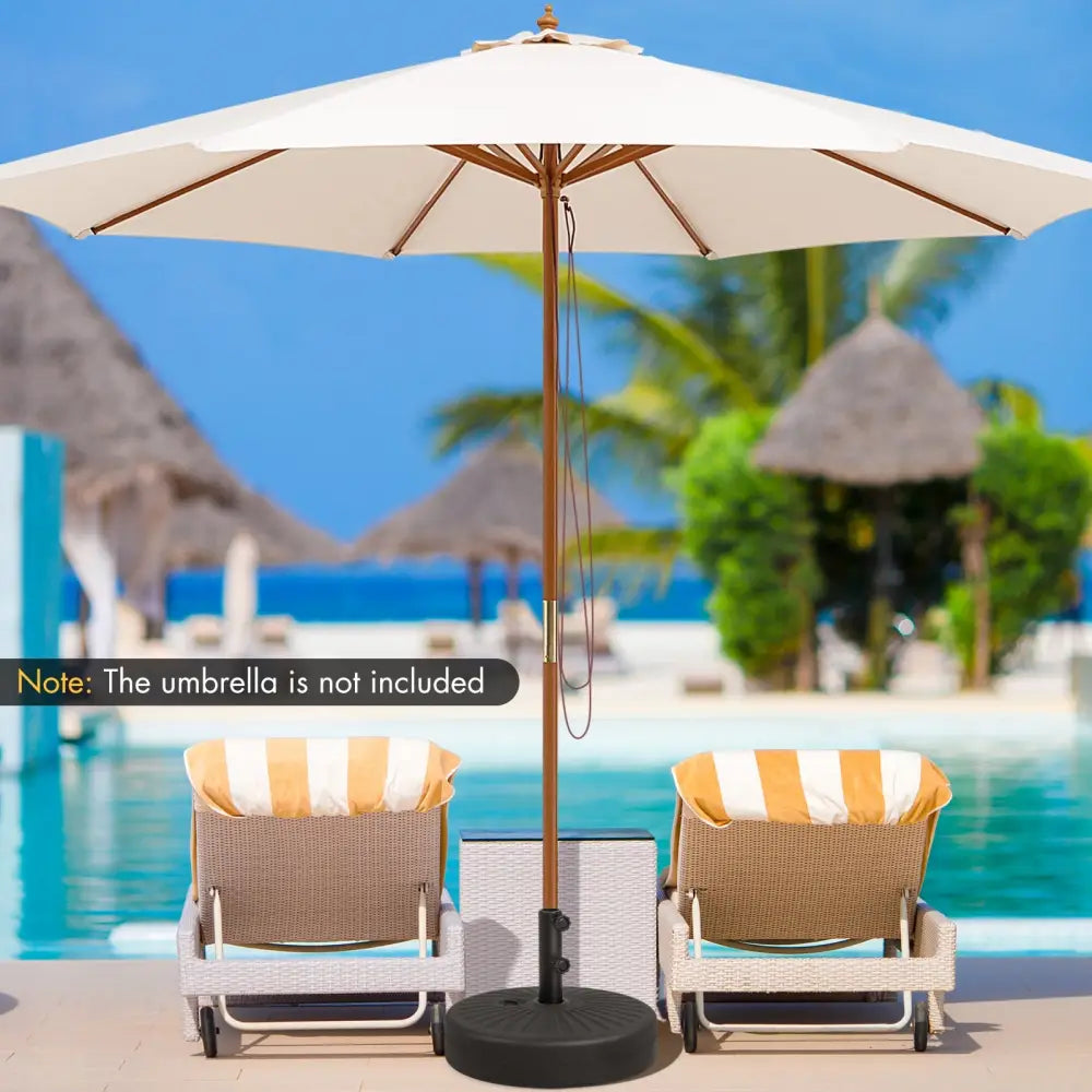19.5 Inch Fillable Round Umbrella Base Stand for Yard Garden Poolside-Black - Black - Outdoor Umbrella Bases