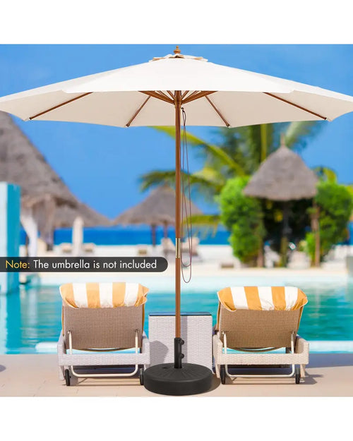 19.5 Inch Fillable Round Umbrella Base Stand for Yard Garden Poolside-Black - Black - Outdoor Umbrella Bases