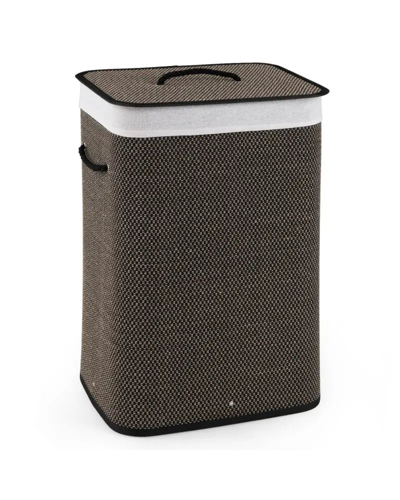 19 Gal Capacity Bamboo Clothes Hamper with Removable Liner and Portable Handles-Black - Black - Laundry Baskets