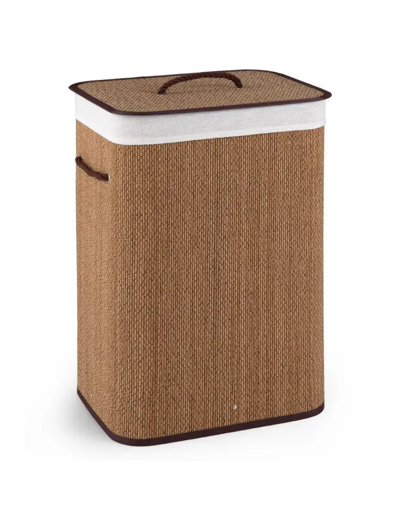 19 Gal Capacity Bamboo Clothes Hamper with Removable Liner and Portable Handles-Brown - Brown - Laundry Baskets