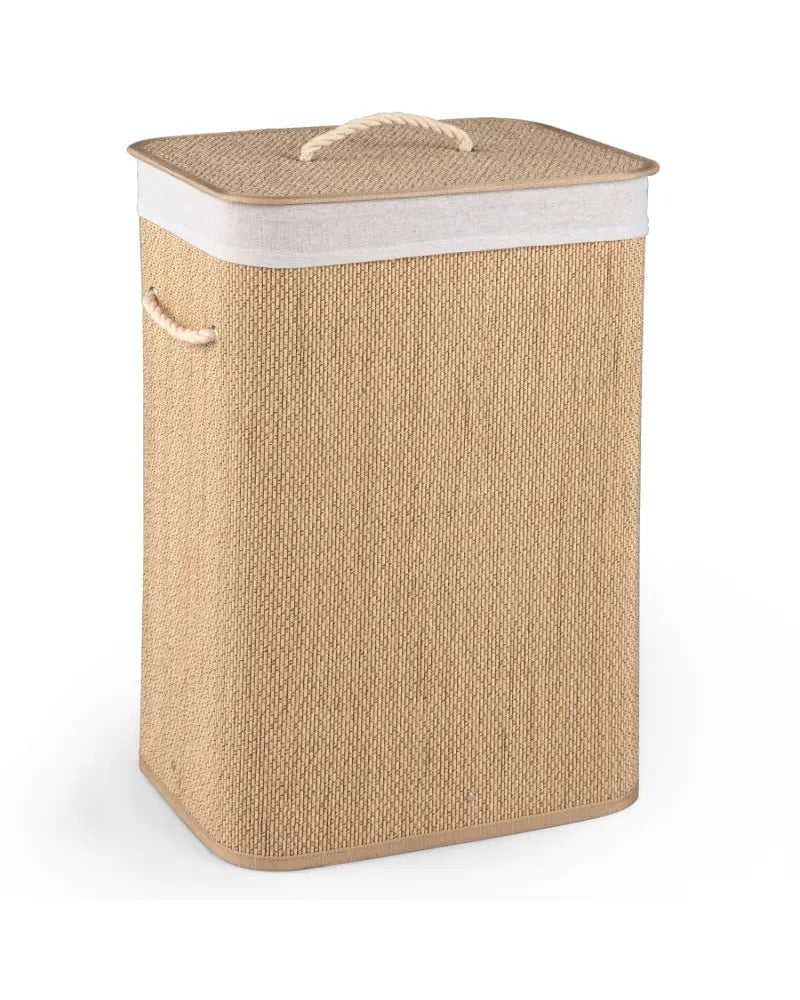 19 Gal Capacity Bamboo Clothes Hamper with Removable Liner and Portable Handles-Natrual - Natural - Laundry Baskets