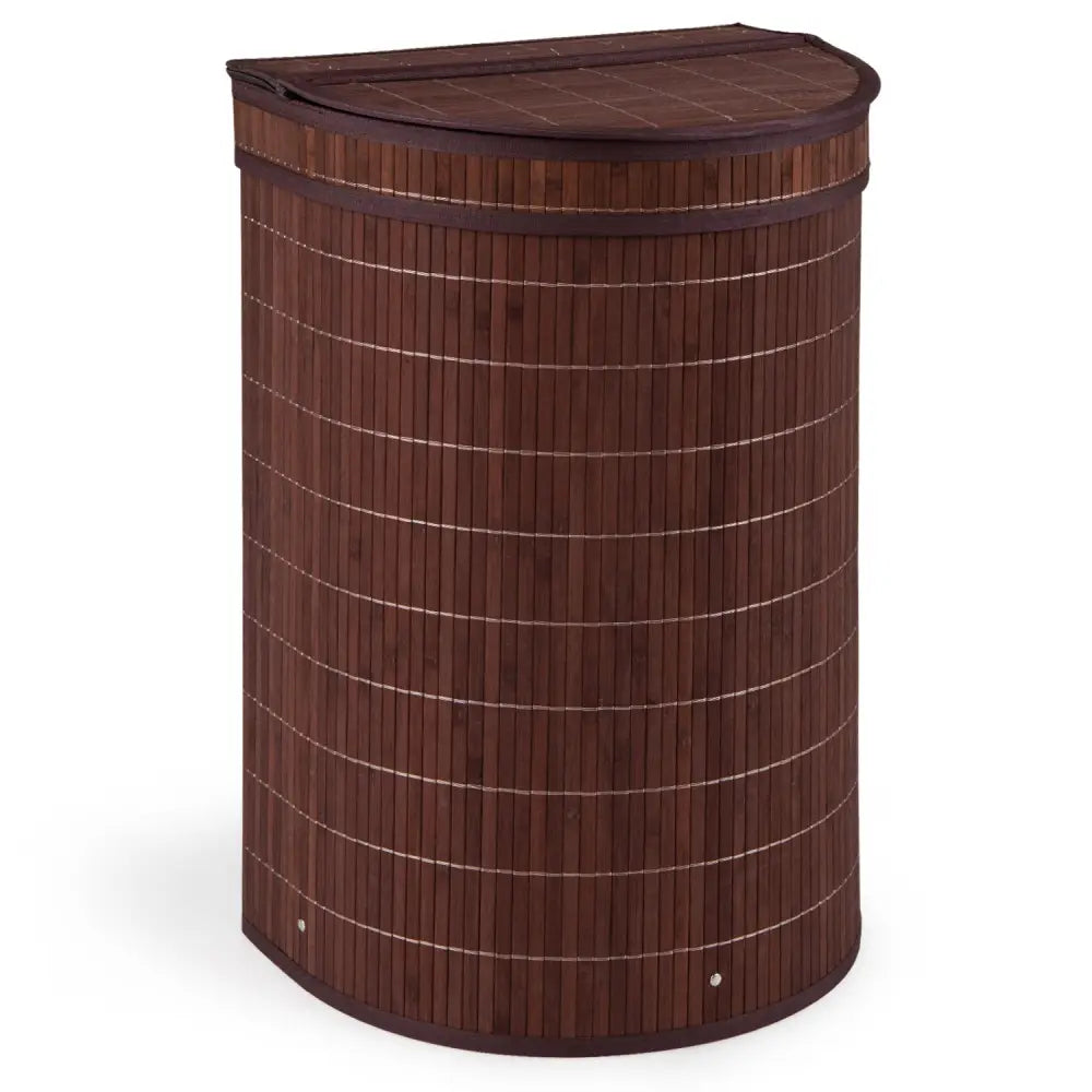 19 Gal Capacity Bamboo Laundry Hamper with Zippered Lid-Brown - Brown - Laundry Baskets