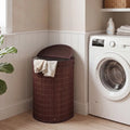 19 Gal Capacity Bamboo Laundry Hamper with Zippered Lid-Brown - Brown - Laundry Baskets