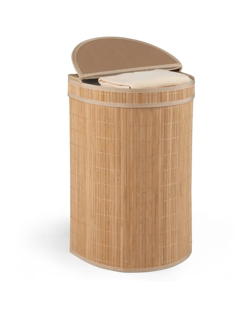 19 Gal Capacity Bamboo Laundry Hamper with Zippered Lid-Natural - Natural - Laundry Baskets