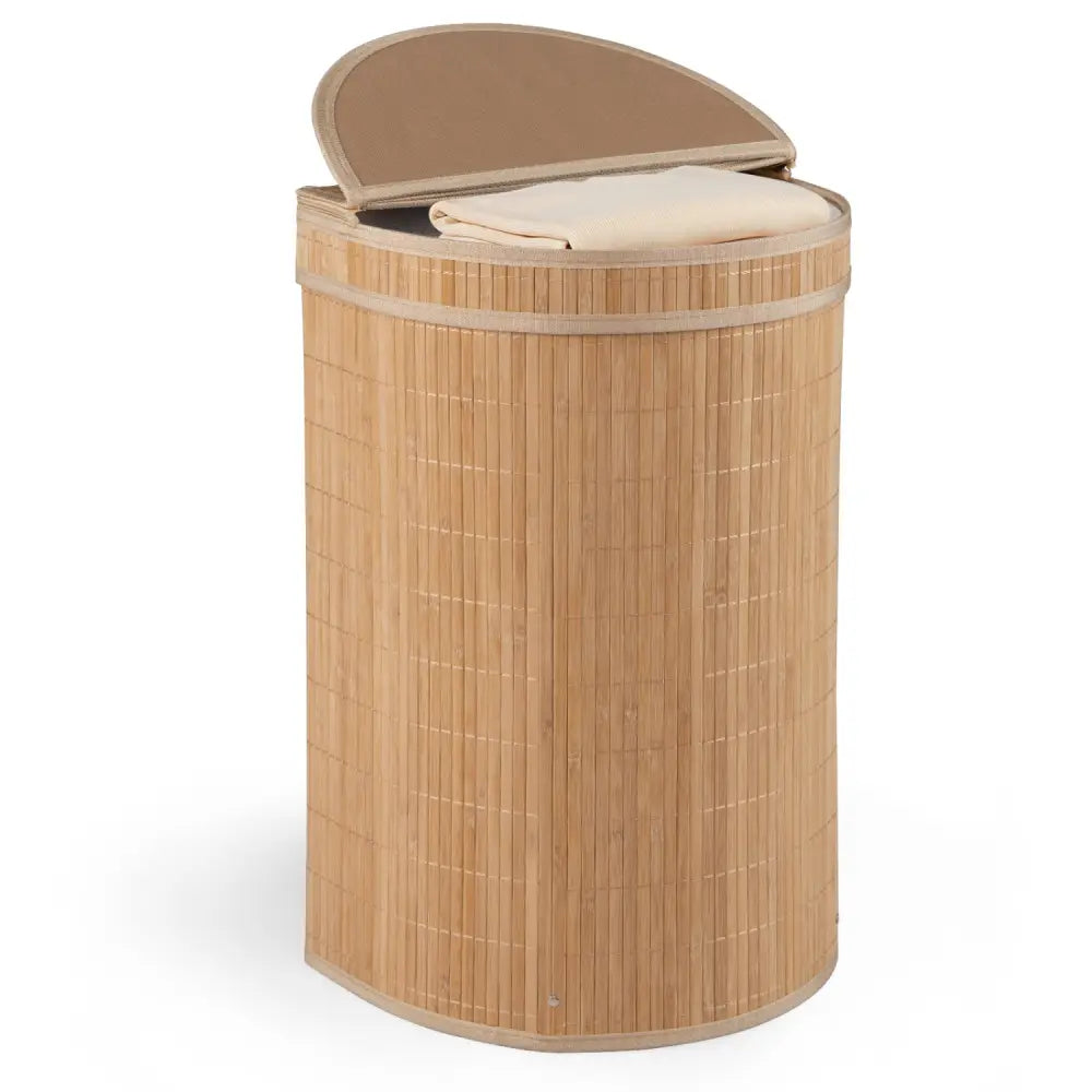 19 Gal Capacity Bamboo Laundry Hamper with Zippered Lid-Natural - Natural - Laundry Baskets