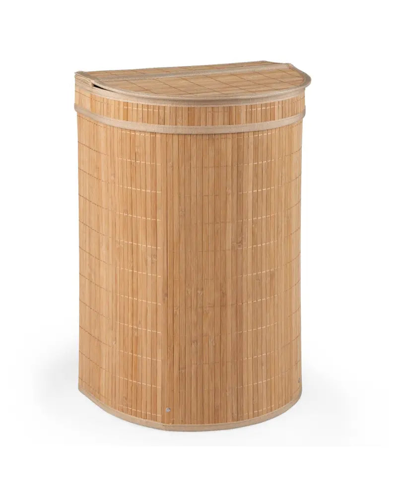 19 Gal Capacity Bamboo Laundry Hamper with Zippered Lid-Natural - Natural - Laundry Baskets