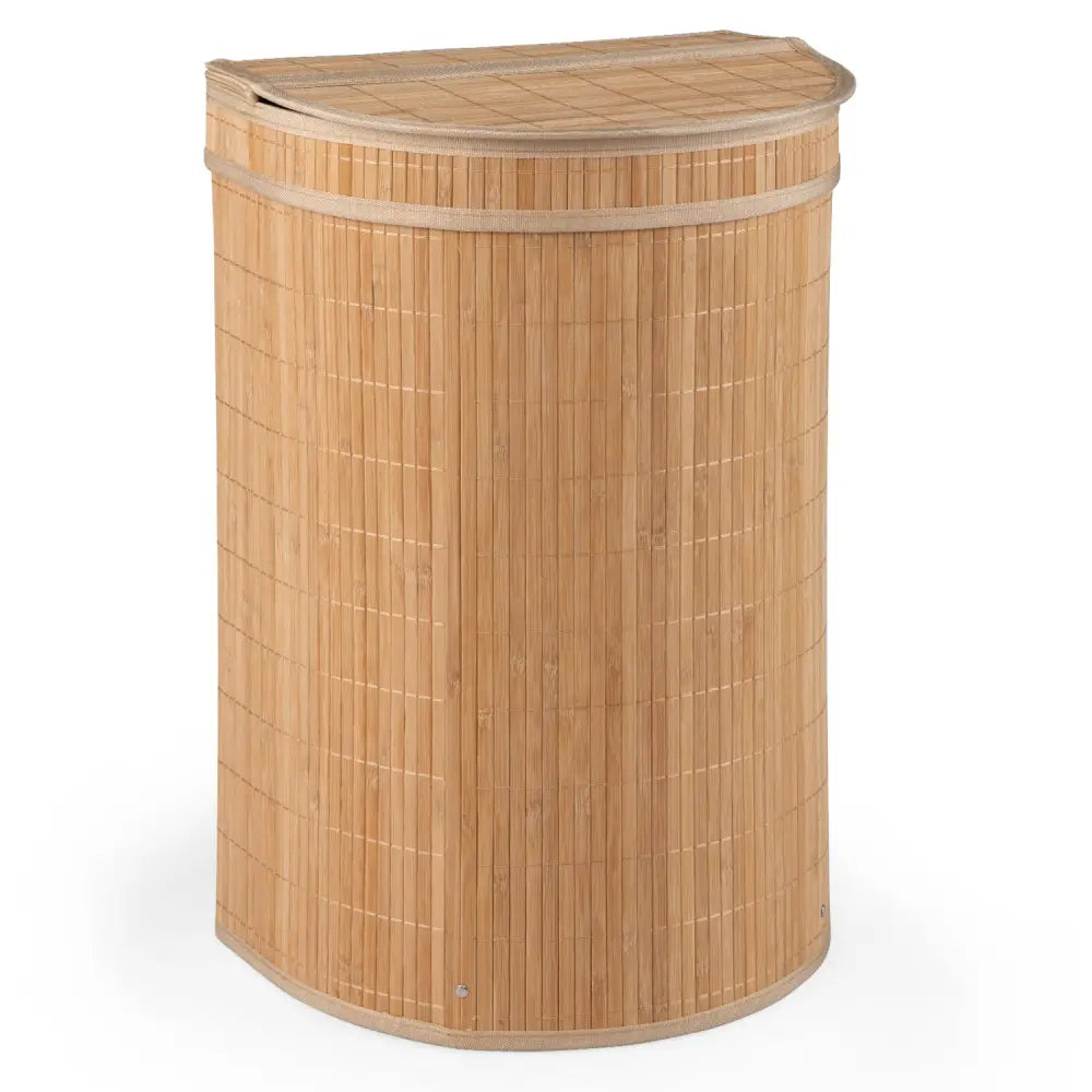 19 Gal Capacity Bamboo Laundry Hamper with Zippered Lid-Natural - Natural - Laundry Baskets
