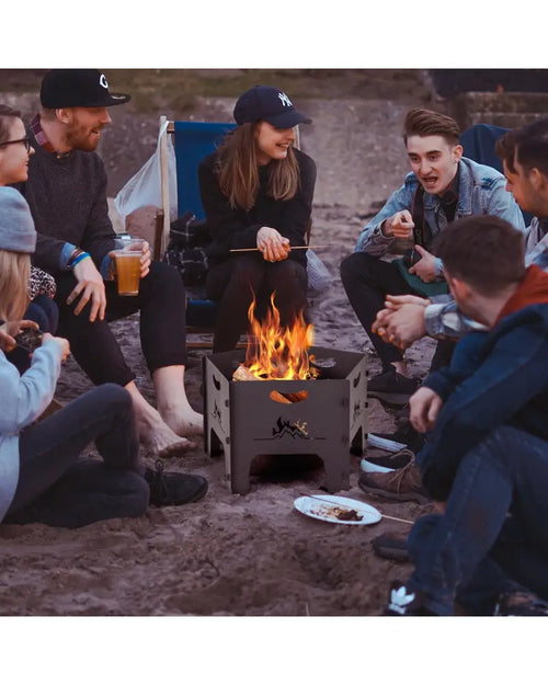 19 Inches Collapsible Portable Plug Fire Pit with Storage Bag - Black - Fire Pits